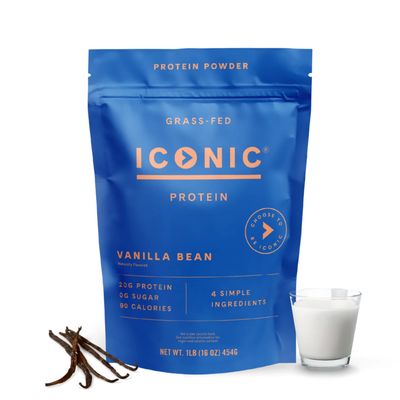 ICONIC Protein Powder, Vanilla Bean - Sugar Free, Low Carb Protein Powder - Lactose Free, Gluten Free, Non-GMO - 20g Grass Fed Whey &amp; Casein Protein - Keto Friendly, 1 lb Pouch (18 Servings)