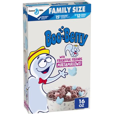 Boo Berry Cereal with Monster Marshmallows, Kids Breakfast Cereal, Limited Edition, Made with Whole Grain, Family Size, 16 oz