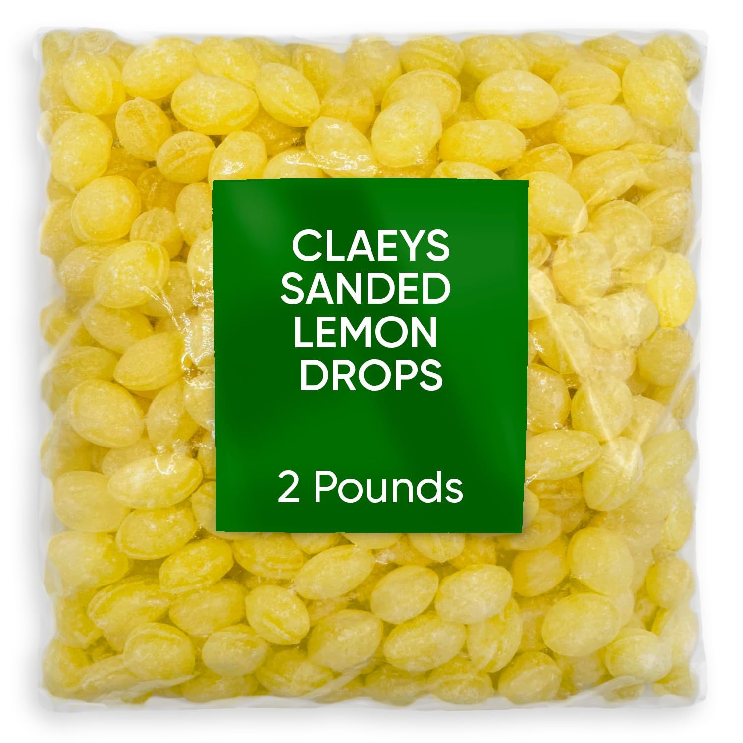 Claeys Sanded Lemon Drops Candy - Bulk Candy Lemon Drops Hard Candy - 2 Pounds - Christmas Candy - Ideal for Holidays, Sour Candy Lovers - Lemon Flavor