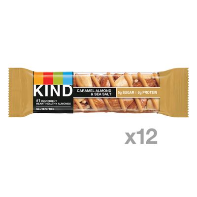 KIND Bars, Caramel Almond &amp; Sea Salt, Healthy Snacks, Gluten Free, Low Sugar, 6g Protein, 12 Count