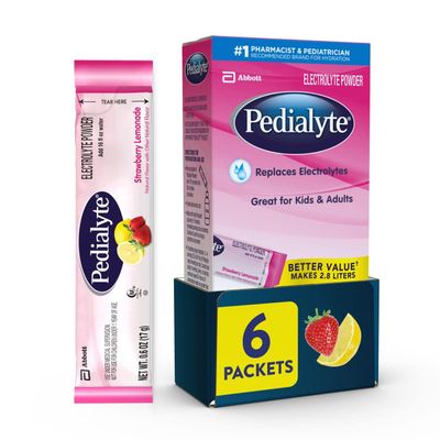Pedialyte Electrolyte Powder Strawberry Lemonade, 6 Count (Pack of 1)