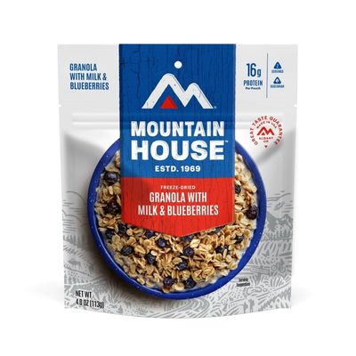 Mountain House Granola with Milk &amp; Blueberries | Freeze Dried Backpacking &amp; Camping Food | 2 Servings