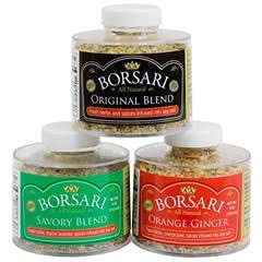 Borsari Seasoned Salt Gift Set - Multi-Use All Purpose Savory, Orange Ginger, and Original Seasonings - Gourmet Sea Salt Blends With Herbs and Spices - Gluten Free - Set of 3, 4 oz Shaker Bottles