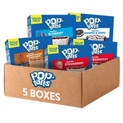 Pop-Tarts Toaster Pastries, Breakfast Foods, Kids Snacks, Variety Pack (5 Boxes, 60 Pop-Tarts)