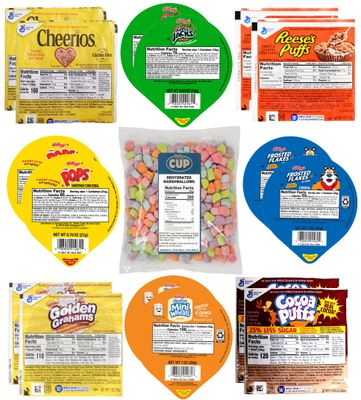 General Mills &amp; Kellogg&#39;s Cereal Bowl Variety - Frosted Flakes, Frosted Mini Wheats, Cheerios, Cocoa Puffs and More with By The Cup Cereal Marshmallows