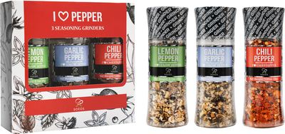 Soeos Spice Seasoning Set of 3, 4.98oz(142g), With Integrated Grinders, Salt and Pepper Grinder Set, Pure and Fresh Perfect for BBQ Seasoning Gift Set, Grilling Spice, Herb, Spice &amp; Seasoning Gifts
