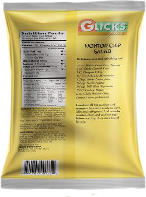 Glicks Wonton Chips 10oz (3 Pack) Crisp &amp; Delicious Wonton Noodles! Great for Stews, Soups, Salad Toppers &amp; Snacking