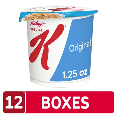 Kellogg's Special K, Breakfast Cereal in a Cup, Original, Bulk Size, 12 Count (Pack of 2, 7.5 oz Trays)