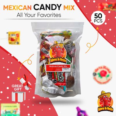 Mexican Candy Variety Pack (50 Count) Dulces Mexicanos, Mexican Candy, Mexican Snacks, with Pica Fresa Lucas Candy, Pelon Pelo Rico, Pulparindo, Mazapan, by Sabores de Mexico
