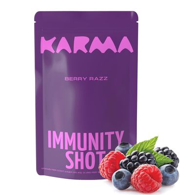 Karma Nutrition Immunity Shot in Berry Razz Flavor - Enhanced with Echinacea for Immune Support &amp; Skin Health - Elderberry, Turmeric, Vitamins C, B12, D - Convenient &amp; Delicious Wellness Boost