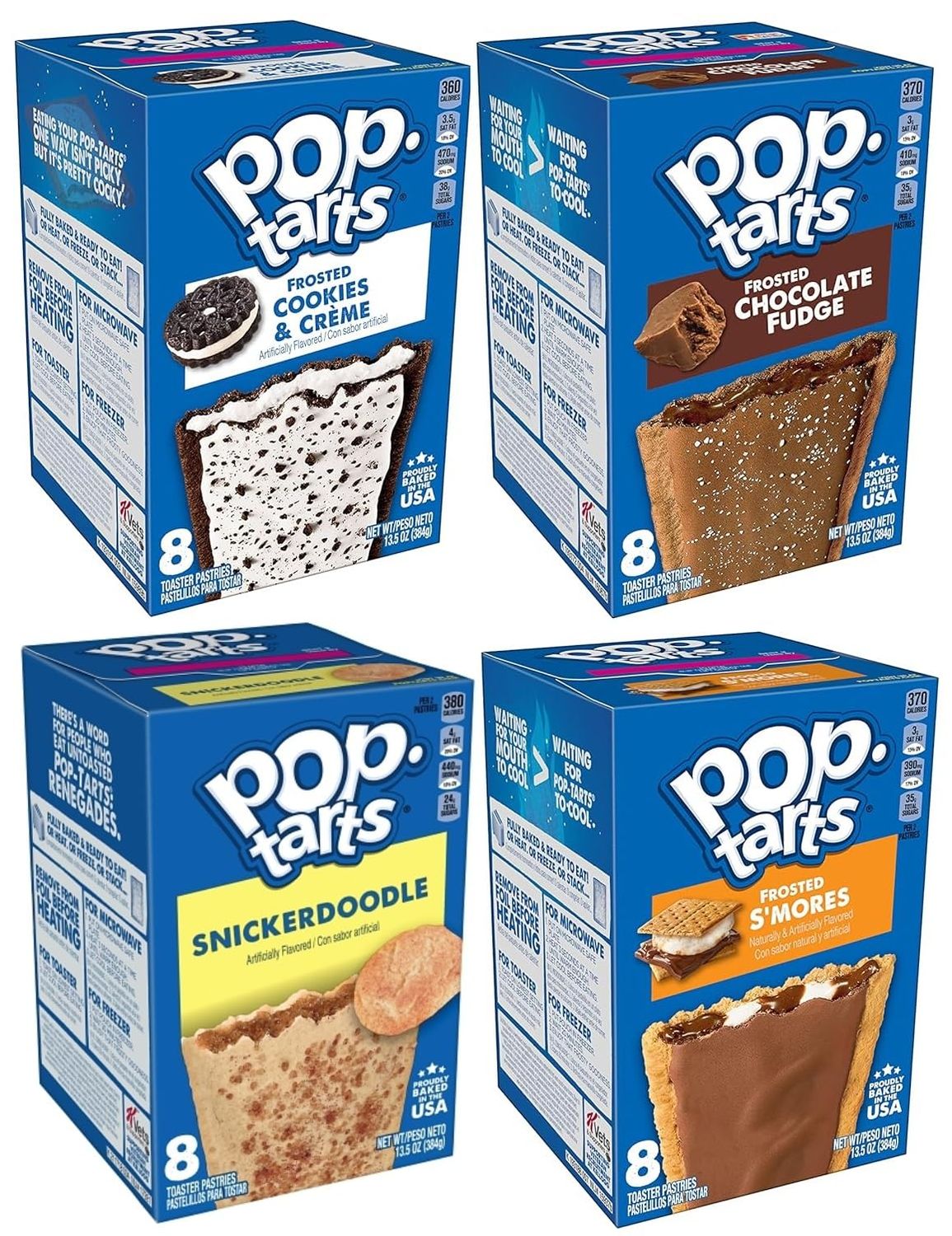 Frosted Variety, Cookies &amp; Creme, Chocolate Fudge, Snickerdoodle, and Smores, 13.5 Ounce (Pack of 4) - with Two Make Your Day Lollipops