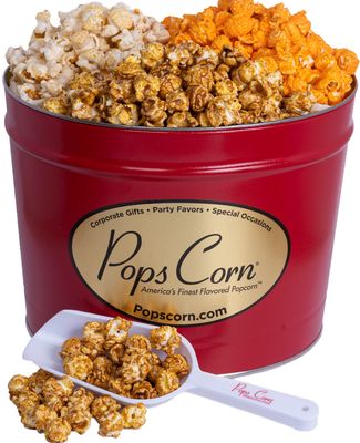 Gourmet Popcorn Gift TinLarge 2 Gallon Caramel Cheese  Kettle Corn Unique Gourmet Popcorn Thank you Gift for Women or Man Gift Basket for Coworkers Secretary Nurse or Employee Appreciation Gift Box
