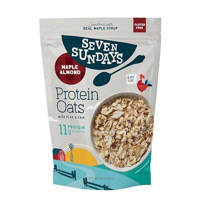 Seven Sundays Protein Oats, Maple Almond, 32 Oz Bag, Gluten Free, 11g Upcycled Protein, Enjoy Warm, Cool or as Overnight Oats