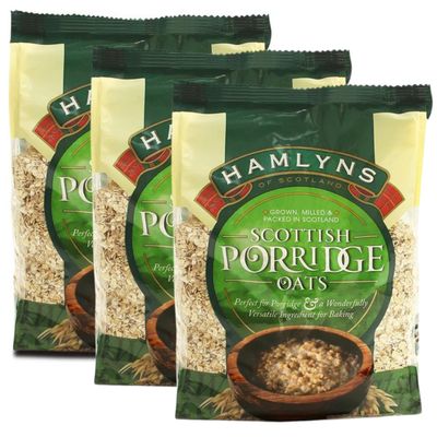 Hamlyns Scottish Porridge Oats, Grown, Milled and Packaged in Scotland, 750 Gram Bag (Pack of 3)