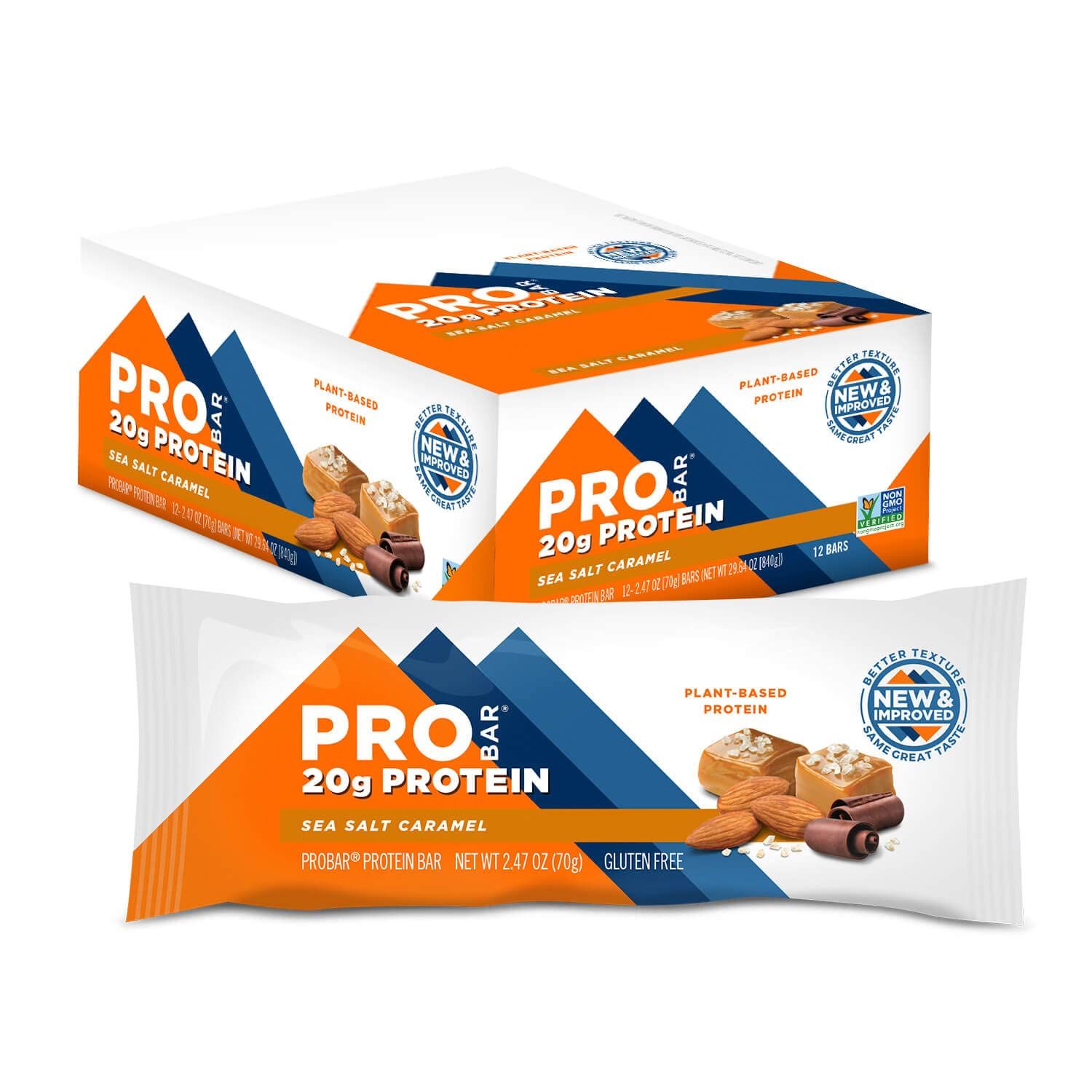PROBAR - PROTEIN Bar, Sea Salt Caramel, Non-GMO, Gluten-Free, Healthy, Plant-Based, Whole-Food Ingredients, Natural Energy (12 Count)