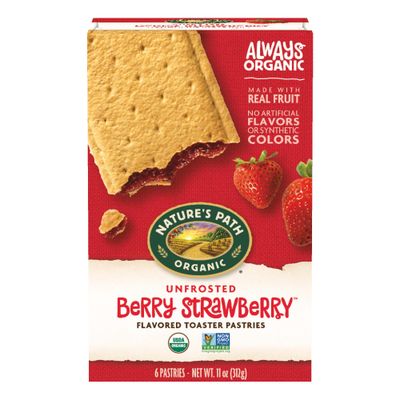 Nature&#39;s Path Organic Unfrosted Berry Strawberry Toaster Pastries, 11 Ounce (Pack of 12), Non-GMO, Made From Real Berries
