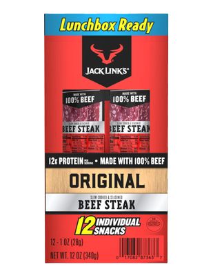 Jack Links Premium Cuts Beef Steak, Original, Strips -Great Protein Snack with 11g of Protein and 1g of Carbs Per Serving, Perfect Hunting Trip Snacks, Made with 100% Beef, 1 Ounce (Pack of 12)