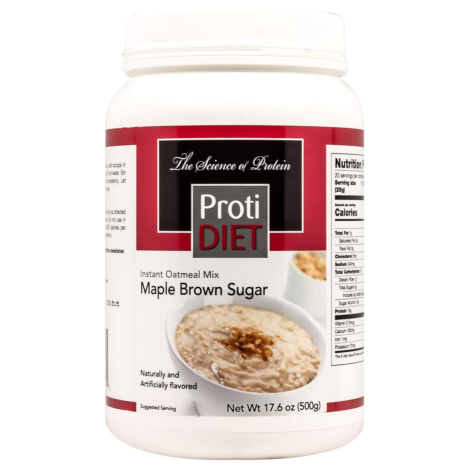 ProtiDIET High Protein Maple Brown Sugar Oatmeal - Keto Friendly, Low Fat, Sugar free Instant Oatmeal for a Nutritious Breakfast - 20 Servings Jug Packed with Essential Nutrients