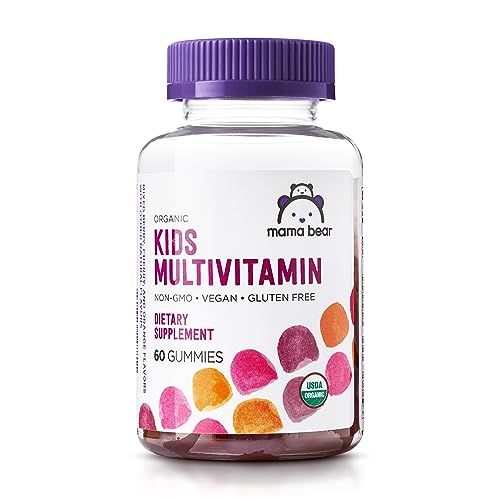 Amazon Brand - Mama Bear Organic Kids Multivitamin, 60 Gummies, 1 Month Supply (Packaging May Vary), Berry, Cherry &amp; Orange