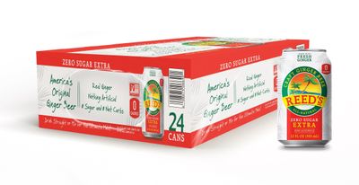 Reed&#39;s Zero Sugar Extra Ginger Beer - Crafted with Fresh Ginger Root - 12oz Cans, 24 Pack