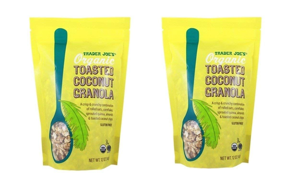 Trader Joes Organic Toasted Coconut Granola, 12 OZ (PACK OF 2 BAGS) - SET OF 3