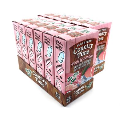 Country Time Pink Lemonade Sugar Free On The Go, 0.9 Ounce Packet, 6ct (Pack of 12)