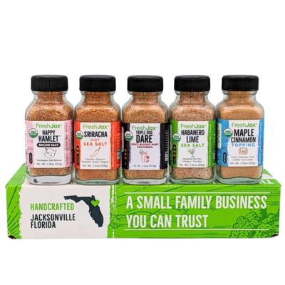 FreshJax Cocktail Seasoning Gift Set | 5 Sampler Sized Organic Mocktail Premium Spices and Seasonings | Grilling Christmas Gifts for Men Packed in a Giftable Box