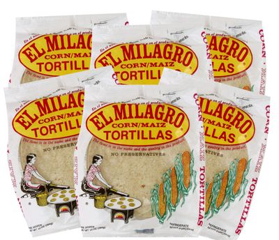 El Milagro Classic Corn Maiz Natural Soft Tortillas for Tacos, Cooking, etc - 6 Pack