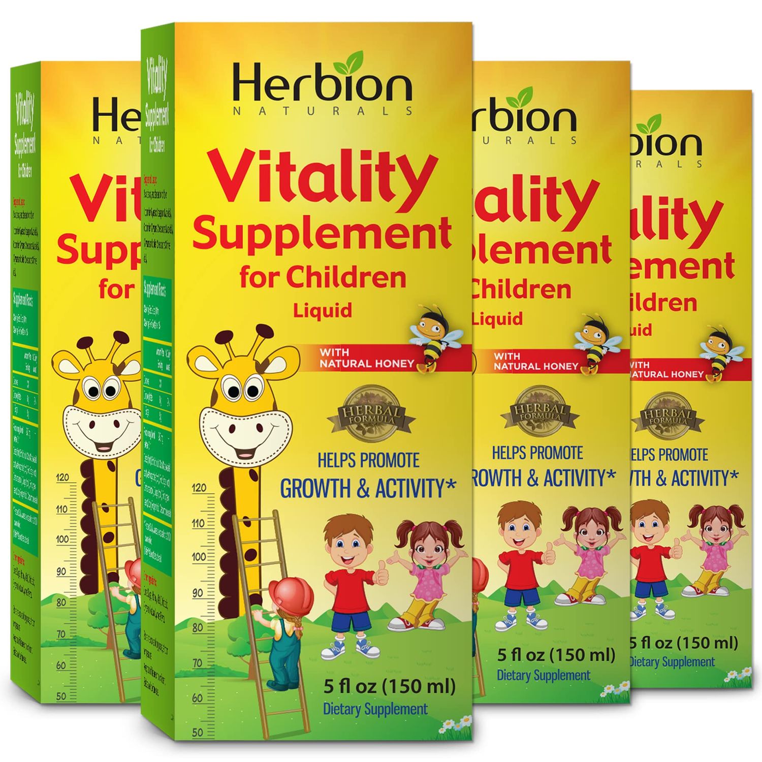 Herbion Naturals Vitality Supplement for Children, Promotes Growth and Appetite, Relieves Fatigue, Improves Mental and Physical Performance, Boosts Energy, for Kids 1 Year and Above, 5 fl oz