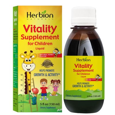 Herbion Naturals Vitality Supplement for Children, Promotes Growth and Appetite, Relieves Fatigue, Improves Mental and Physical Performance, Boosts Energy, for Kids 1 Year and Above, 5 fl oz