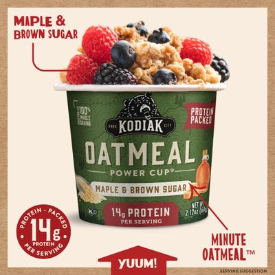 Kodiak Cakes Instant Protein Maple &amp; Brown Sugar Oatmeal in a Cup, 2.12oz (Pack of 12)
