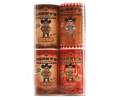 Kenny&#39;s All Purpose Seasonings 15 ounce Gift Set Original/Cajun/Texas Burn/Honey BBQ 4 pack (4 15 ounce containers)