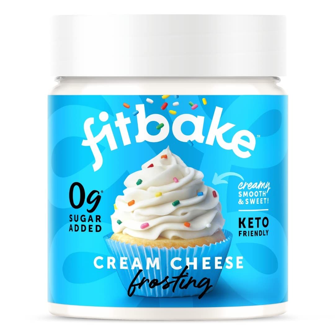 FitBake Cream Cheese Frosting | Keto Frosting for Low Carb Desserts | Sugar Free Cream Cheese Keto Icing | 0g Net Carbs Per Serving | Gluten Free | Naturally Sweetened Low Carb Food Keto Friendly 8oz