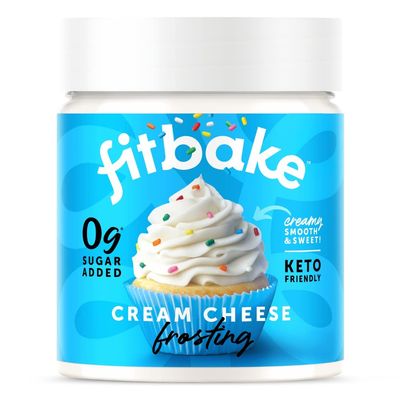 FitBake Cream Cheese Frosting | Keto Frosting for Low Carb Desserts | Sugar Free Cream Cheese Keto Icing | 0g Net Carbs Per Serving | Gluten Free | Naturally Sweetened Low Carb Food Keto Friendly 8oz