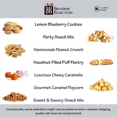 Broadway Basketeers Sweets and Chocolate Gift Basket, Gourmet Holiday Gifts with Nuts for Women, Families, College, Congratulations, Appreciation, Christmas Delivery, Corporate, Thank You, Get Well.