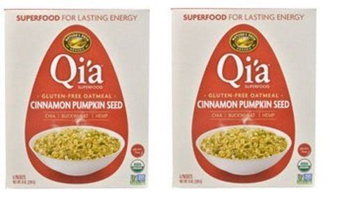 Qi&#39;a Superfood Organic Hot Oatmeal - Cinnamon Pumpkin Seed - 2 Boxes with 6 Packets Each Box (12 Packets Total)
