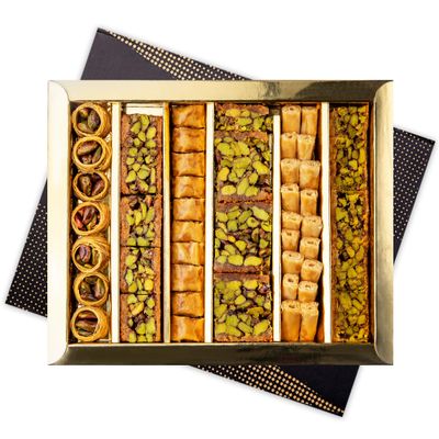 Anabtawi Middle Eastern Sweets - 50-Piece Assorted Baklava, Pistachio and Almond Pastry - Traditional Arabic Baklava Gift Box - No Preservatives, No Additives - Gourmet Baklava Pastry Boxes - 400g