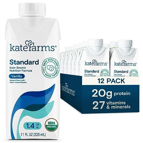 Kate Farms Adult Standard 14 Formula Sole Source Nutrition MealReplacement Shake or Supplemental Drink Complete Vegan Protein Shake Vanilla 14 calmL Case of 12