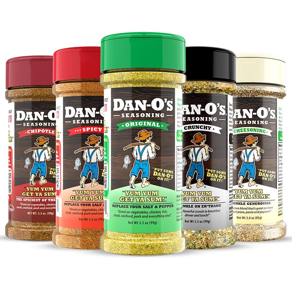 Dan-O&#39;s Seasoning - Naughty or Spice? Holiday Gift Pack - Small 5 Bottle Combo | Original, Spicy, Chipotle, Crunchy &amp; Cheesoning | 5 Pack