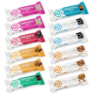 No Cow Protein Bars, Brand Sampler Pack - Healthy Snacks, 20g Vegan Protein, High Fiber, Low Sugar, Keto Friendly, Dairy &amp; Gluten Free (12 Count)