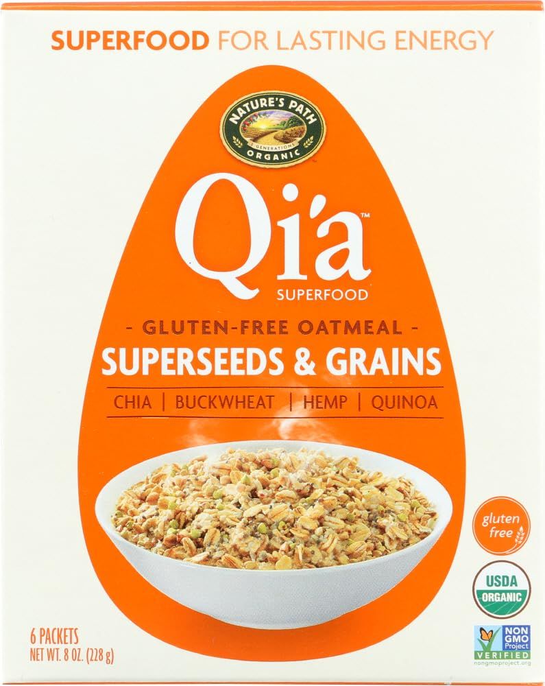 Qi&#39;a Superfood Organic Hot Oatmeal - Superseeds and Grains - 2 Boxes with 6 Packets Each Box (12 Packets Total)