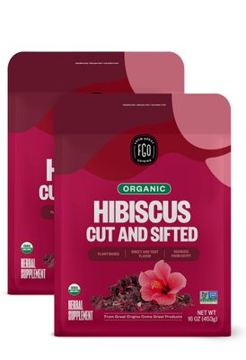 FGO Organic Hibiscus Flowers Loose Tea, Resealable Kraft Bag, 32oz (Pack of 1)