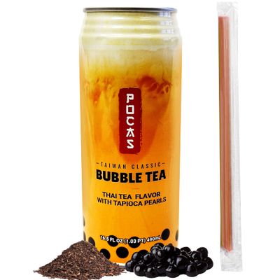POCAS BUBBLE TEA, Classic Taiwan Style Milk Tea with Tapioca Pearls. Ready to serve boba tea (9)