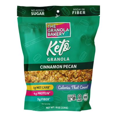 TGB Cinnamon Granola Cereal, Keto Friendly Snack, No Added Sugar, Gluten Free, High Fiber, 8oz Resealable Bag (Pack of 1)