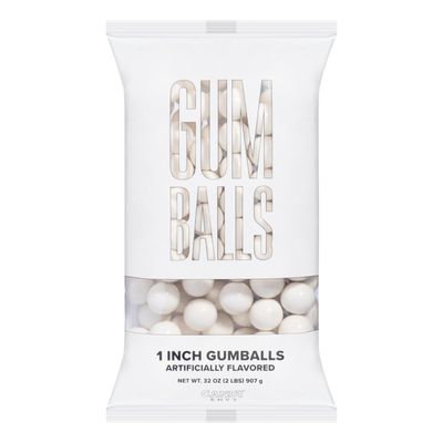 Candy Envy 1 White Gumballs - 2 Pound Bag - Approximately 113 Gumballs Per Bag