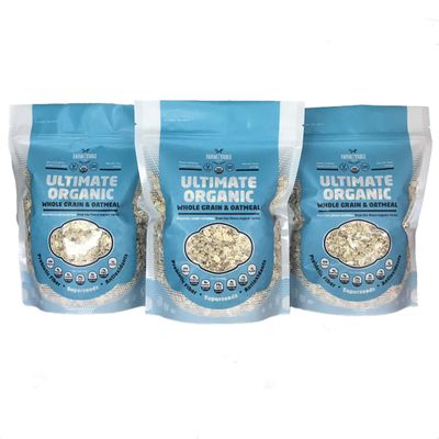 Farm to Table Foods Ultimate Organic Whole Grain Oatmeal - High Protein, Plant Based, Non-GMO - 3 Pack (16 oz. Bags)