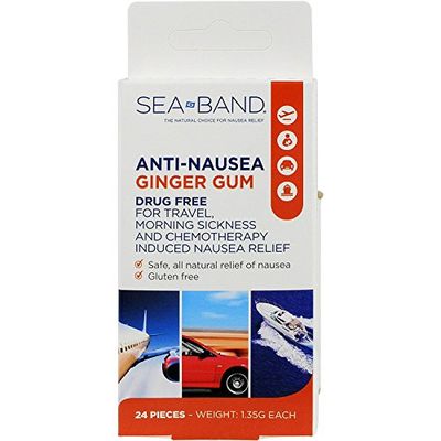 Sea-Band Anti-Nausea Ginger Gum For Motion &amp; Pregnancy Morning Sickness, 24 Count