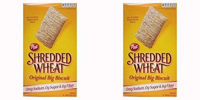 Post Shredded Wheat Original Cereal, No Sugar or Salt Added, 15-Ounce Boxes Pack of 2