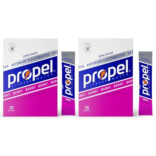 Propel Powder Packets, Berry With Electrolytes, Vitamins and No Sugar, 20 Count (Pack of 2) - in GARIZZE Box