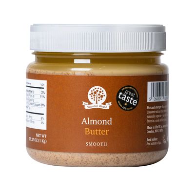 Nutural World - Smooth Almond Nut Butter 35 Oz (1kg) - *** New Packaging *** - 100% Pure - single ingredient - Great Taste Award Winner